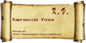 Kapronczai Vince névjegykártya